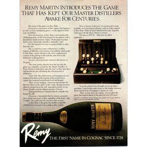 1981 Remy Martin Cognac Vintage Print Ad Le Passe Temps Wooden Game Set Wall Art